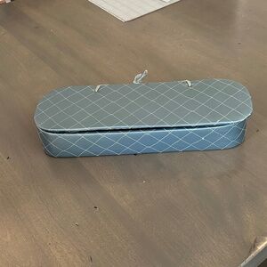 Vintage Quilted Fabric Jewelry Box In Soft Turquoise